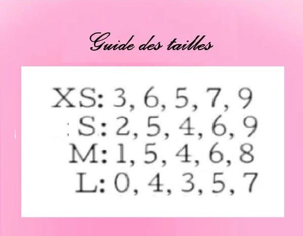 Dentelle blanche et violet avec petits noeuds et perles. Kit toutes tailles incluses. Réutilisables. Press-on nails, faux ongles. Finition brillante.